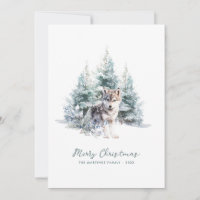 Woodland Pine Forest Wolf Merry Christmas