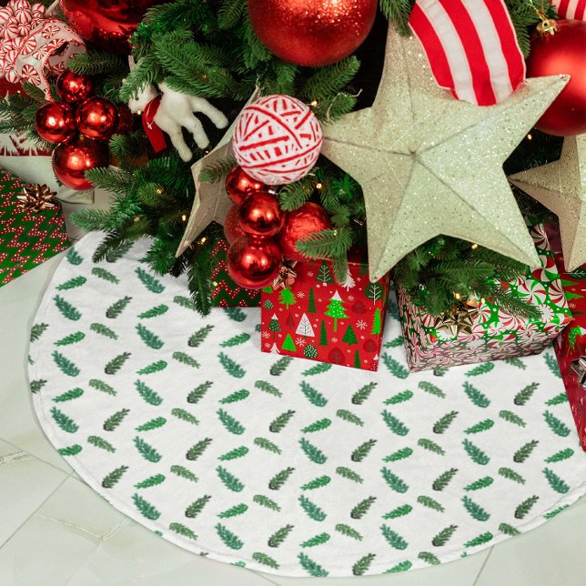 Woodland Pine Tree Branches Brushed Polyester Tree Skirt (Creator Uploaded)