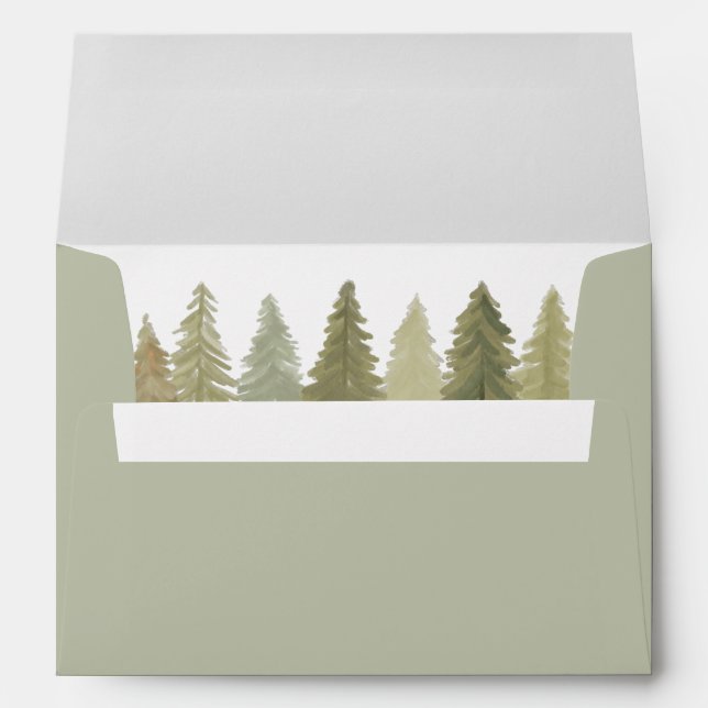 Woodland Pine Trees Baby Shower Envelope (Back (Bottom))