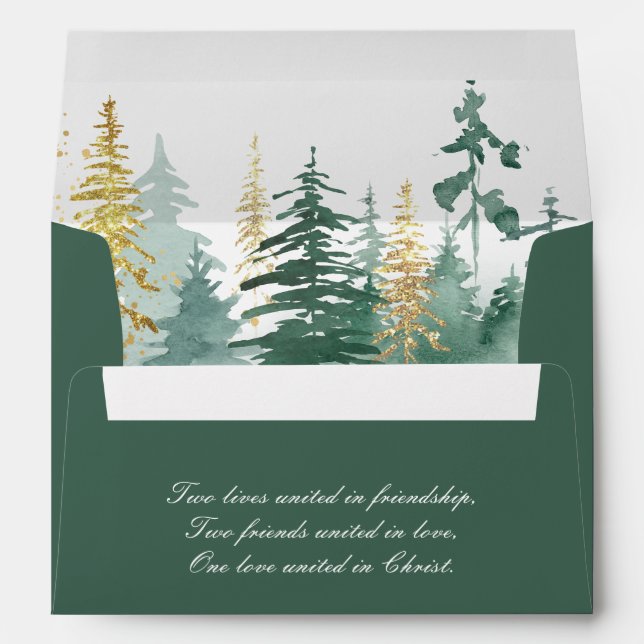 Woodland Pine Trees Inspirational Green Envelope (Back (Bottom))