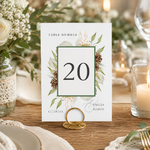 Woodland Pinecone Eucalyptus Greenery Table Number
