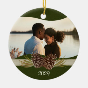 Woodland Pines Photo Ceramic Tree Decoration
