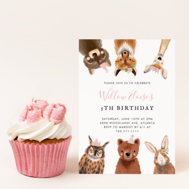 Woodland Pink Birthday Party Invitation (Creator Uploaded)