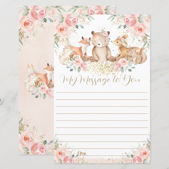 Woodland Pink Floral 1st Birthday Capsule Message  (Front/Back)