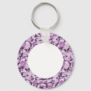 Woodland Pink/Purple Camouflage - with White Key Ring