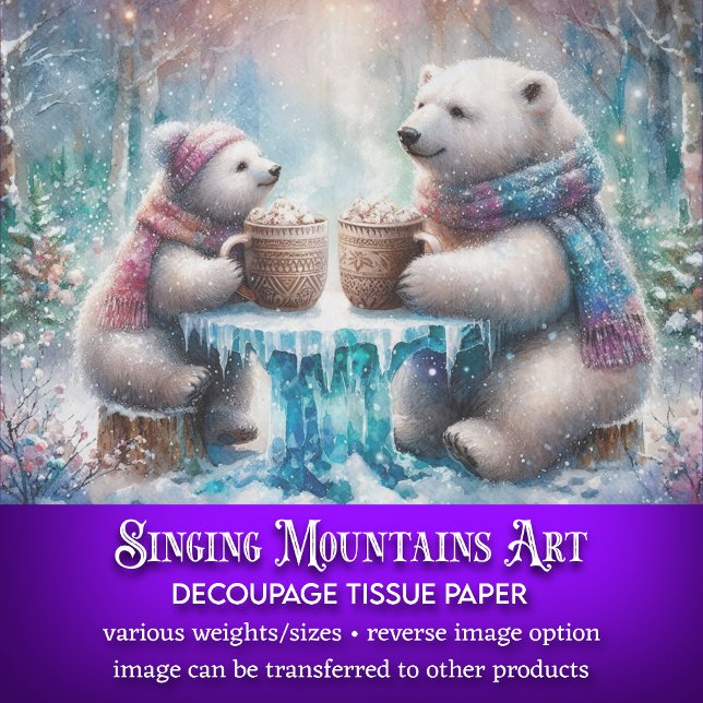 Woodland Polar Bears with Hot Chocolate Decoupage Tissue Paper (Creator Uploaded)