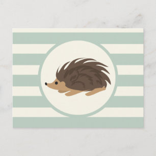 Woodland Porcupine, Hedgehog; Light Sage Green Postcard
