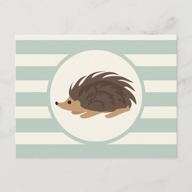Woodland Porcupine, Hedgehog; Light Sage Green Postcard (Front)