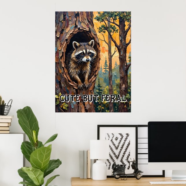 Woodland Portrait: Racoon in a Bird's Nest Poster (Home Office)