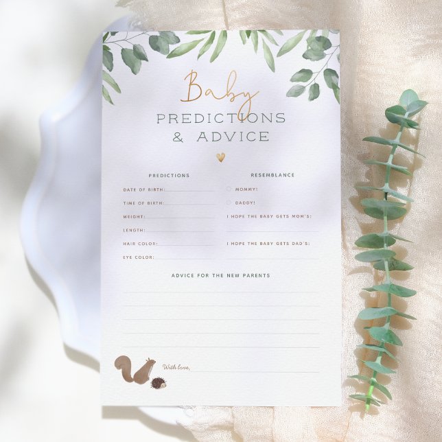 Woodland Predictions & Advice Baby Shower Game (Creator Uploaded)