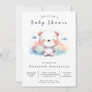 Woodland Printable Bear Baby Shower Invitation