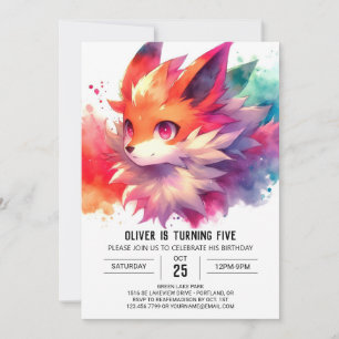 Woodland Printable Fox Birthday Invitation