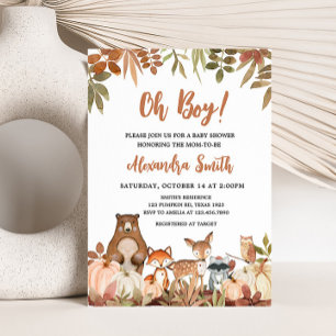 Woodland Pumpkin Animals Baby Shower Invitation