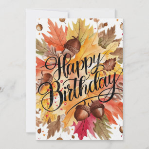 Woodland Pumpkin Autumn Fall Happy Birthday Card