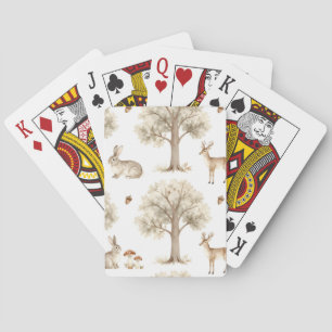 Woodland rabbit and deer pattern playing cards