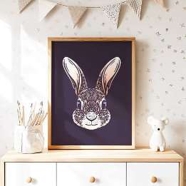 Woodland Rabbit Nursery Wall Art Poster Print