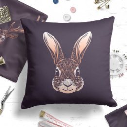 Woodland Rabbit Throw Pillow Modern Bunny Nursery