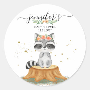 Woodland Raccoon Classic Round Sticker