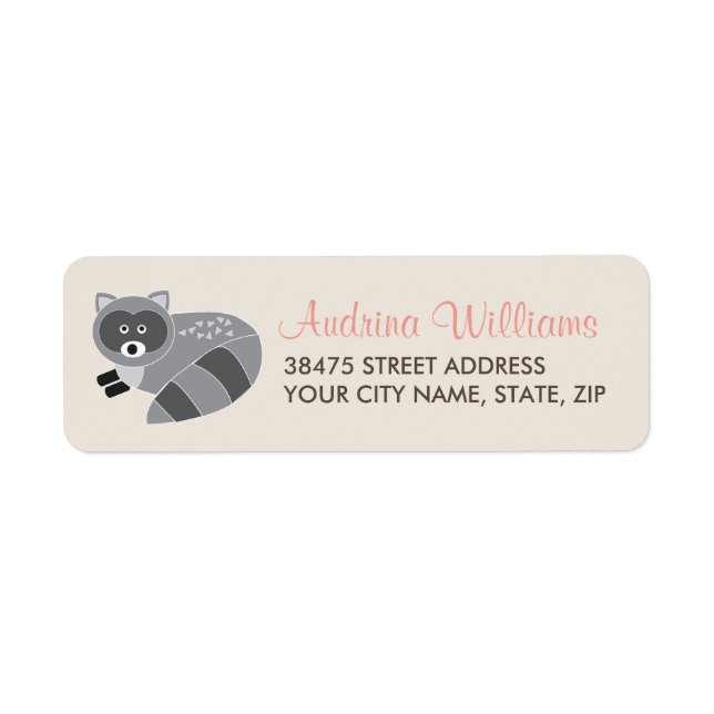 Woodland Racoon Address Label (Front)