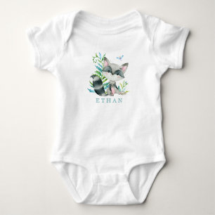 Woodland Racoon Adorable Personalised Baby Bodysuit