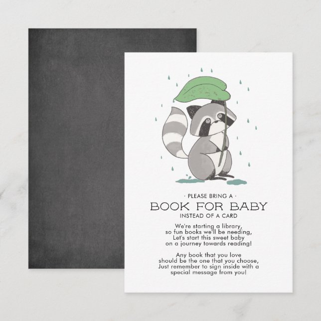 Woodland Racoon Baby Shower Book for Baby Card (Front/Back)