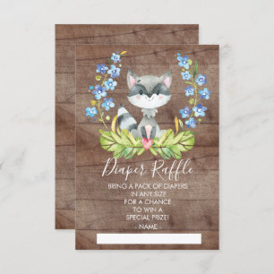 Woodland Racoon Baby Shower Diaper Raffle Ticket Invitation