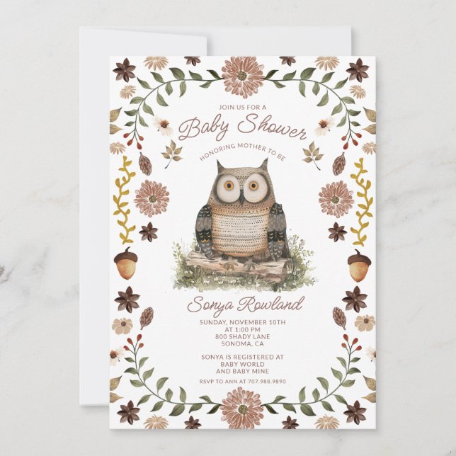 Woodland Racoon Baby Shower Invitation (Front)