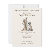 Woodland Racoon Baby Shower Invitation
