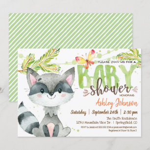 Woodland Racoon Baby Shower invitation