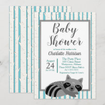 Woodland Racoon & Birch Trees Baby Shower