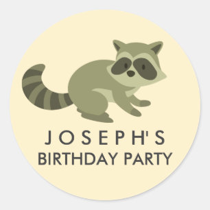 Woodland Racoon Birthday Sticker