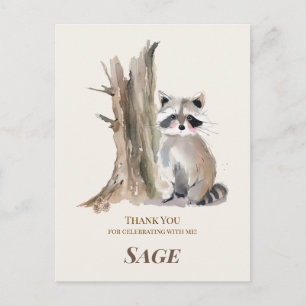 Woodland Racoon Birthday Thank You Card