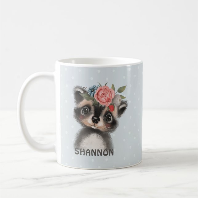 Woodland Racoon Coffee Mug (Left)