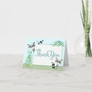 Woodland Racoon Thank You with Photo Card