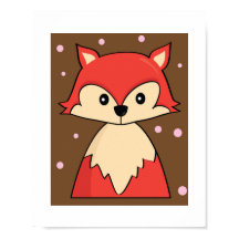 Woodland Red Fox Illustration Poster Print