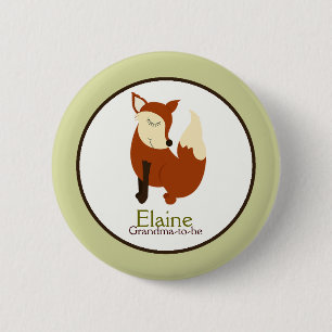 Woodland Red Fox NAME TAG Custom Button