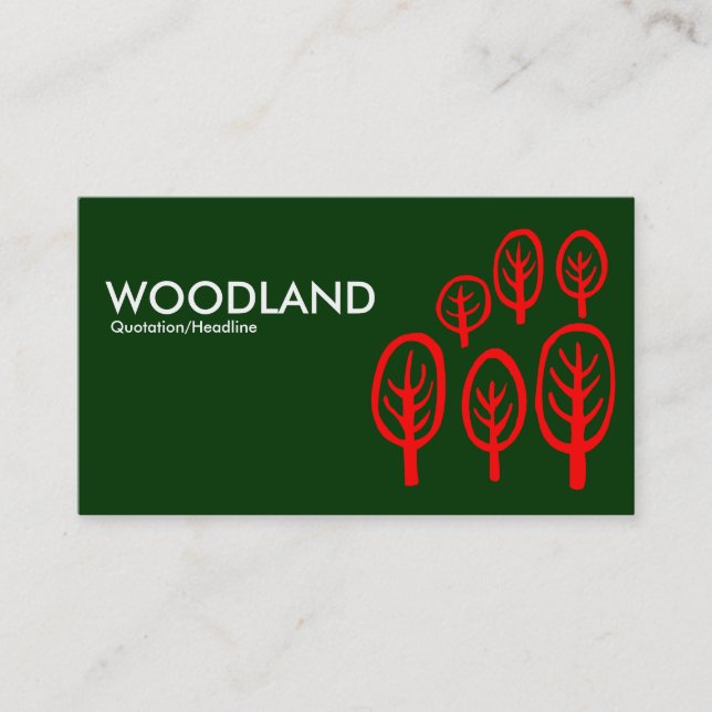Woodland - Red on Dark Green Business Card (Front)