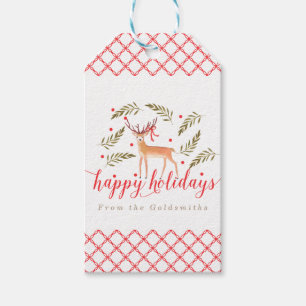 Woodland Reindeer Happy Holidays Personalised Gift Tags