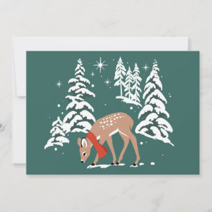Woodland Reindeer in Winter Holiday Card