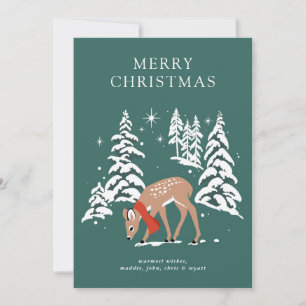 Woodland Reindeer in Winter Holiday Card