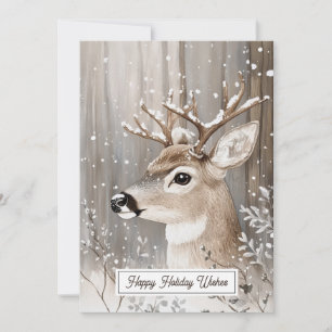 Woodland Reindeer Winter Holiday Card