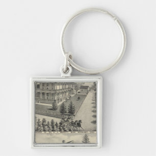 Woodland residences lithographed drawing key ring