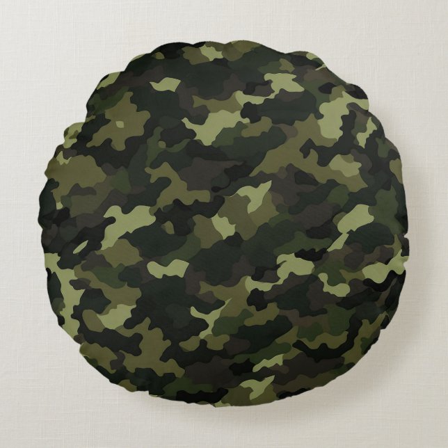 Woodland Retreat Camouflage Round Pillow (Front)