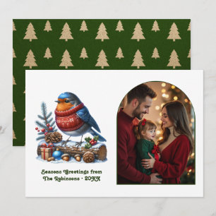 Woodland Robin Cozy Forest Christmas Magic Photo Holiday Card