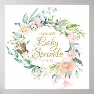 Woodland Rose Gold Script Baby Sprinkle Sign