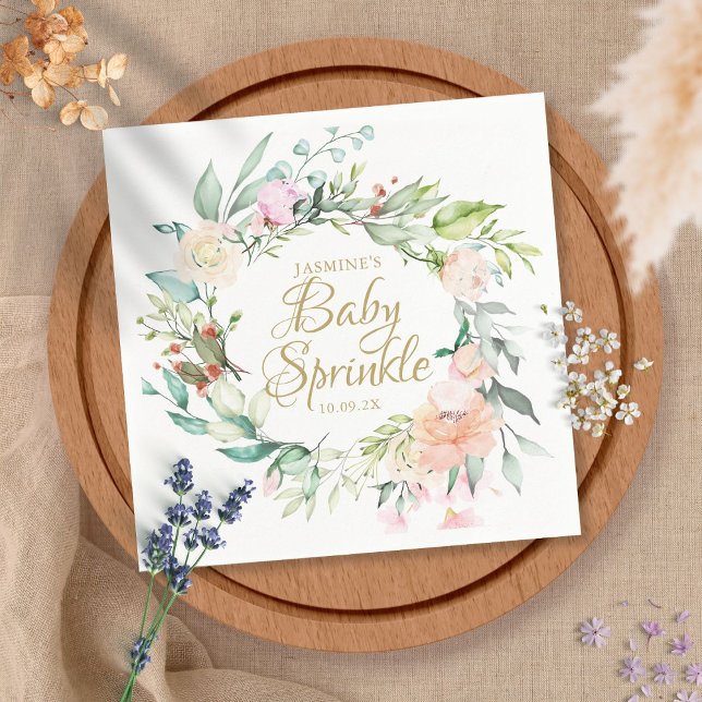 Woodland Roses Floral Couples Baby Shower Napkin (Creator Uploaded)