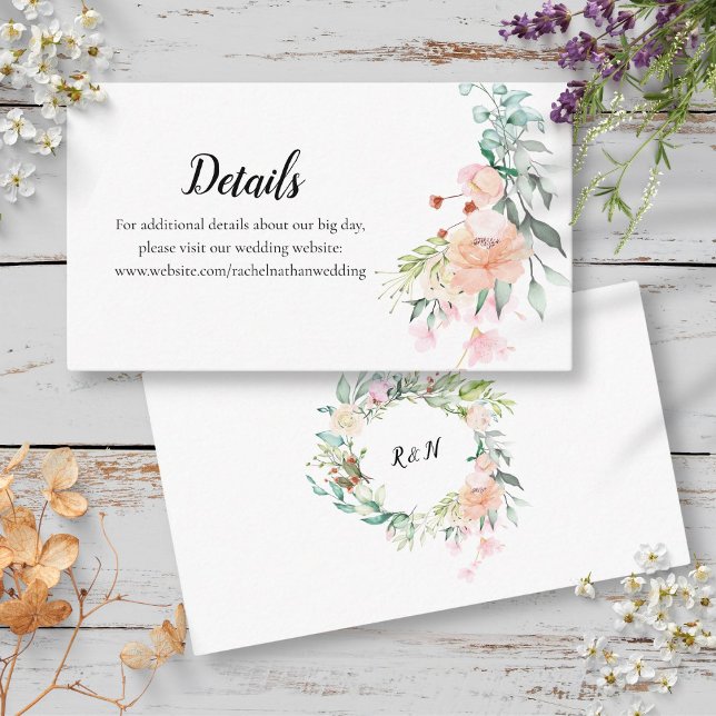 Woodland Roses Greenery Floral Wedding Details Enclosure Card (Woodland Roses Greenery Floral Wedding Details Enclosure Card)