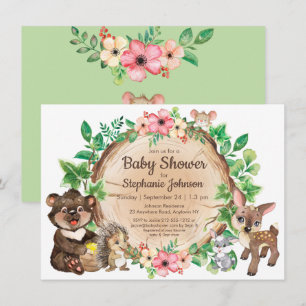 Woodland Rustic Animal Gender Neutral Baby Shower  Invitation