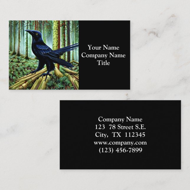 Woodland Rustic Black Raven Business Card (Front/Back)