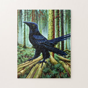 Woodland Rustic Black Raven Jigsaw Puzzle
